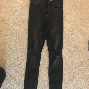 h and m black distressed skinny jeans